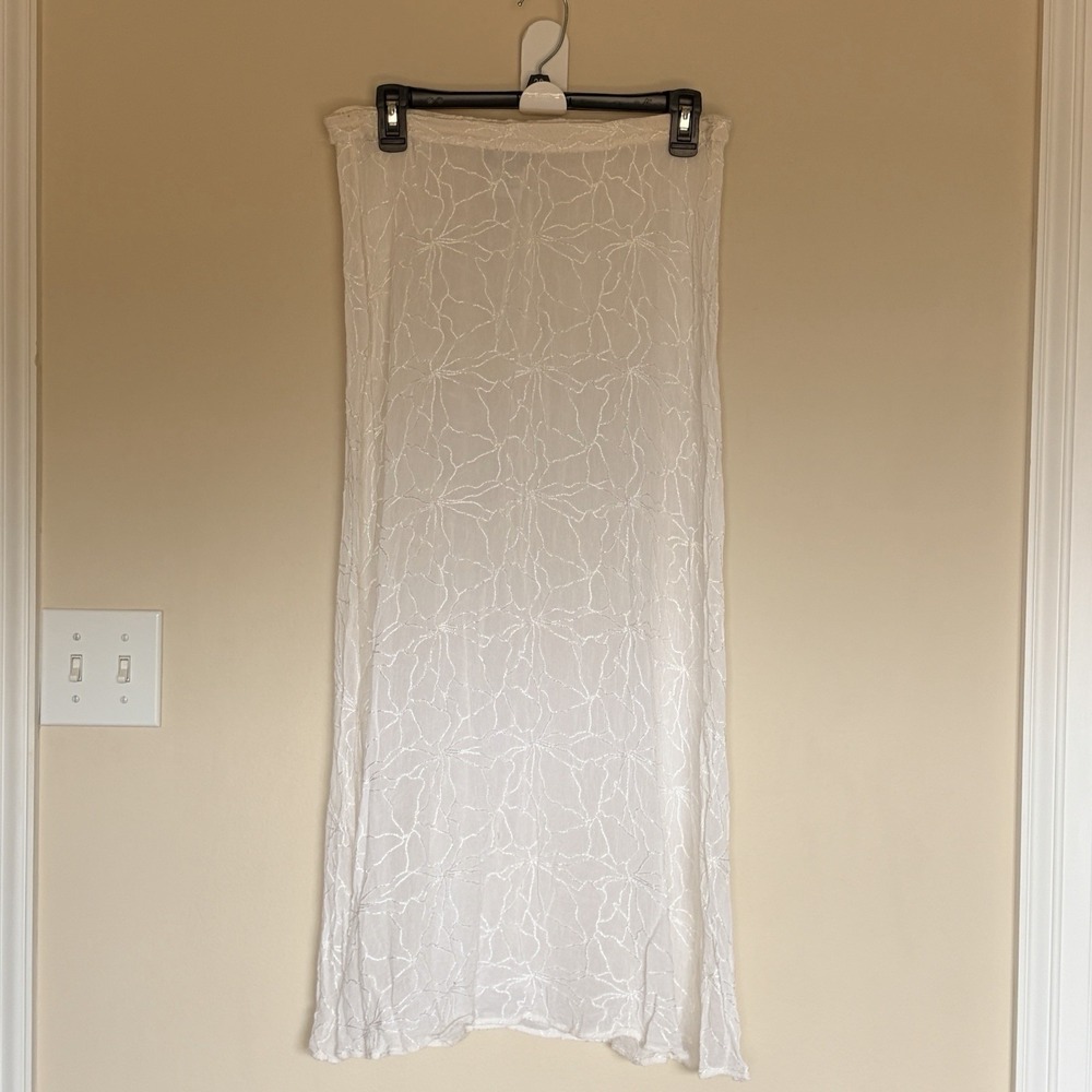 Ghost London England White Floral Embroidered Maxi Skirt Womens Small Flawed